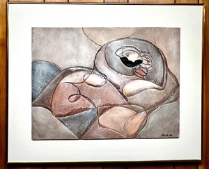 lot 153 image: Original Framed Abstract Artist Signed Artwork on Wood by JEAN CLAUDE GAUGY