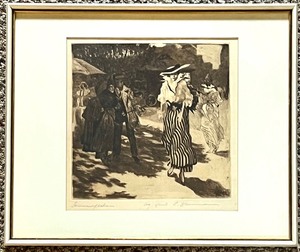 lot 156 image: Vintage Framed Artist Signed Artwork - Etching Print - Woman