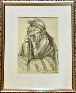 lot 163 image: KATHE KOLLWITZ Portrait of a Pensive Man - Artist Signed Artwork Charcoal on Paper Lithograph Collotype