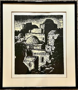 lot 168 image: JAKOB STEINHARDT VIEW INTO THE OLD CITY&nbspArtist Signed and Numbered &nbspWoodcut #107200