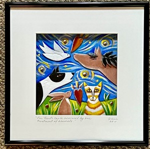 lot 174 image: Jill Flynn OUR HEARTS CAN BE MEASURED BY OUR TREATMENT OF ANIMALS Dimensional Art