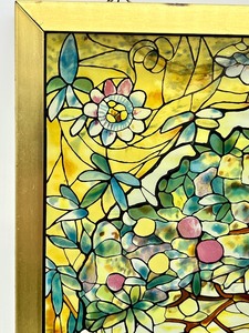 lot 28 image: Marked GLASSMASTER 1990 LOUIS C. TIFFANY Reproduction of TREE OF LIFE Satined Glass Sun Catcher Window Pane