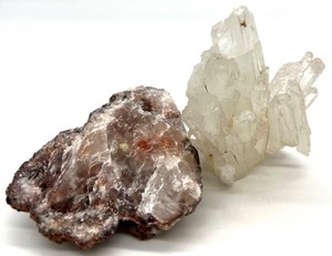 lot 63 image: Solution Quartz from Arkansas Hot Springs & Barite Rose From Oklahoma