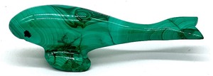 lot 64 image: Carved Malachite Dolphin, Azurite (Santa Maria Del Oro, Duranco), Aurichalcite (Mexico) & Geode