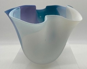 lot 111 image: Artisan Free Form Satin Glass Bowl - Unsigned