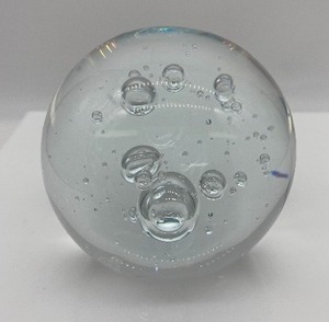 lot 112 image: Artisan Handblown Glass Sphere Paperweight with Bubbles