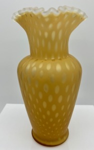 lot 40 image: FENTON Satin Dot Glass Vase with Ruffled Edge