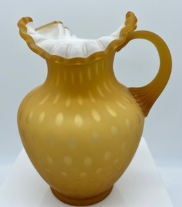 lot 41 image: FENTON Honey Amber Bubble Optic Satin Overlay Pitcher