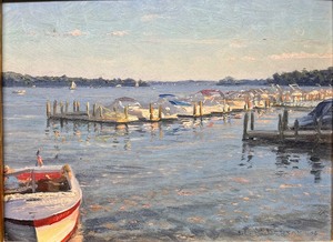 lot 72 image: Original Oil SCOTT LLOYD ANDERSON Painting - WAYZATA DOCKS