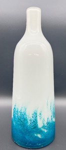 lot 123 image: Art Glass Bottle  Vase - Teal to White - Unsigned