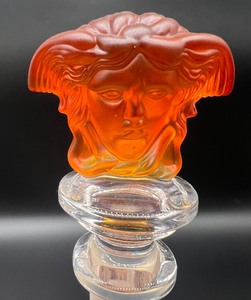 lot 148D image: VERSACE - Rosenthal - Medusa -&nbspDouble Sided Face - Bottle Stopper - New In Box - Orange