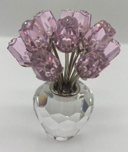 lot 196 image: SWAROVSKI Crystal Vase With Tulips