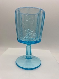 lot 204 image: WESTMORELAND Aqua Blue Grape Panel Goblets - Qty 8