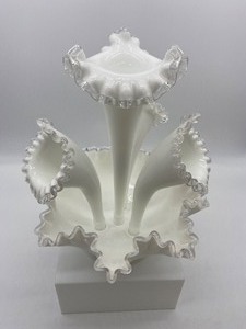 lot 181 image: FENTON Four Horn Silver Crest Epergne