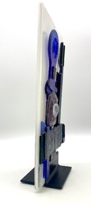 lot 228 image: Fused Art Glass in Metal Stand - Artist Signed