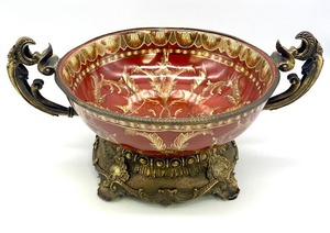 lot 222C image: DOMINIC Ceramic and Brass Centerpiece Bowl