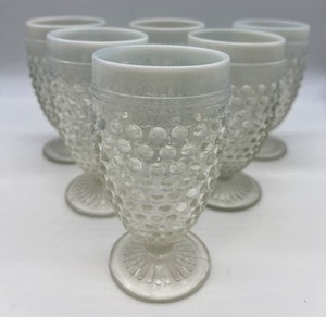 lot 220 image: FENTON White Hobnail Goblets - QTY 6