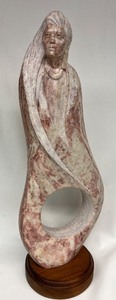 lot 7A image: LARRY YAZZIE Carved Stone Sculpture Indian Maiden - Signed