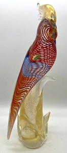 lot 121A image: MURANO Italian Venezia Art Glass Folia Cockatoo Parrot Bird