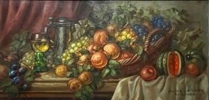 lot 46B image: Original XAVIER LEITNER Oil Still Life Painting - German