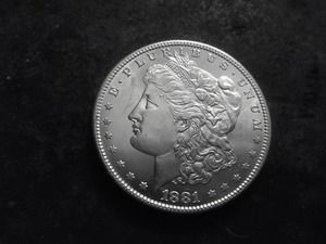 lot 9 image: 1881 S Morgan Silver Dollar
