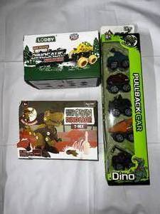 lot 2 image: Build your T-Rex, 4x4 Dinosaur Stunt Car and Pack of 5 Dinosaur Pullback Cars