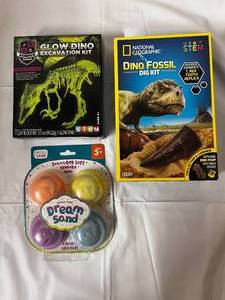 lot 6 image: Glow Dino Excavation Kit and Dino Fossil Dig Kit & 4pk Multi Colors  Dream Sand