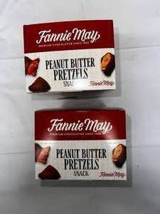 lot 141 image: 2x 6x 2.3 oz Bags Fanny May Chocolate Covered Peanut Butter Pretzel Bites
