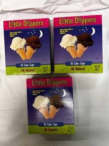 lot 151 image: 3x Box of 18 Little Dipper Ice Cream Cones Best By 22024