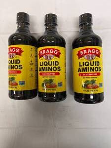 lot 153 image: 3x 16 fl oz Liquid Aminos Soy Protein Seasoning Best by 52026