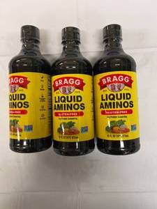 lot 154 image: 3x 16 fl oz Liquid Aminos Soy Protein Seasoning Best by 52026