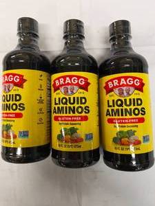 lot 155 image: 3x 16 fl oz Liquid Aminos Soy Protein Seasoning Best by 52026