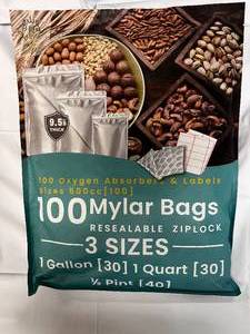 lot 176 image: 100 Mylar Bags. 3 Sizes. 30 Gallon, 30 Quart & 40 Pint size