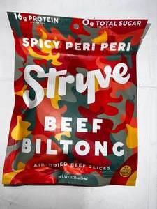 lot 318 image: 12 x 2.25 oz Bags Stryve Beef Biltong Air-Dried Beef Best Date 12024
