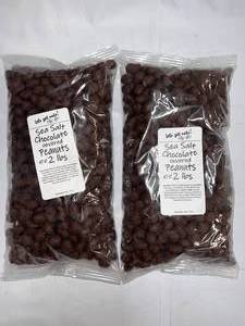 lot 273 image: 2x 2 lb Bags Sea Salt Chocolate Covered Peanuts Best Date 52024