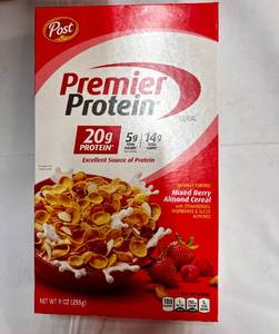 lot 243 image: 2 Cases 8 boxes each Post Premier Mixed Berry Almond Cereal Best By 82023
