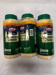 lot 238 image: 3x 24oz Kraft Grated Parmesan Cheese Best By Date 1292027