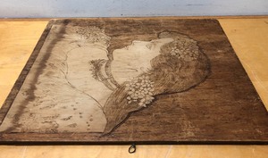lot 21 image: Antique Victorian Folk Art Double Sided Pyrography Artwork