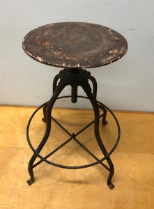 lot 24 image: Awesome Antique Cast Iron Swivel Stool
