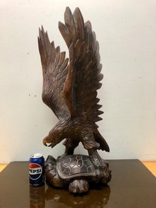 lot 29 image: Very Cool LARGE Vintage Carved Wood Eagle Sculpture