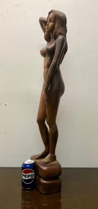 lot 31 image: LARGE Vintage 1950s era Carved Wood Nude Sculpture