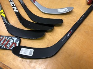 lot 70 image: Large Lot of Knee Hockey & other Small Hockey Sticks w EZ goal Net