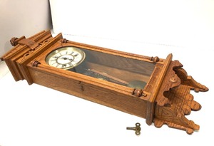 lot 160 image: Very Nice Antique Oak HALIFAX Regulator Wall Clock by Waterbury