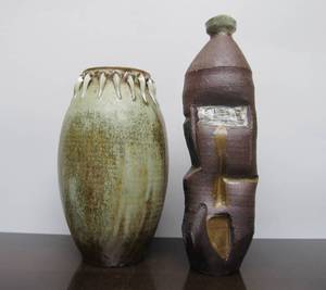 lot 229 image: 2 Large & Impressive Studio Art Pottery Vases