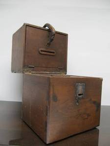lot 239 image: Very Cool Antique 1890s era Dovetailed Wood Voting Ballot Box