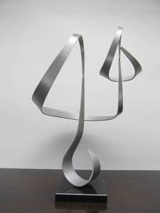 lot 240 image: Vintage 1970s Brushed Chrome Kinetic Balance Sculpture by John W. Anderson