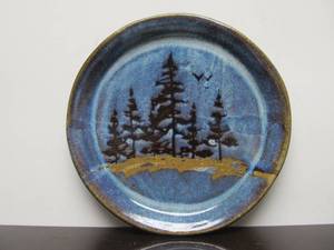 lot 266 image: Nice Original Hand Painted Trees Decorative Plate Signed 10