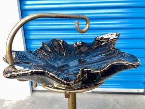 lot 212 image: Wonderful Mid Century 1950s Atomic BlackGold Pedestal Tray or Smoking Stand