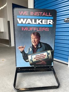 lot 213 image: Awesome Vintage 80s JOHN MADDEN Double Sided Walker Mufflers Service Station Advertising Sign
