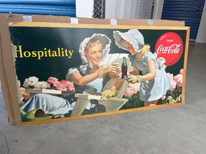 lot 202 image: LARGE Original 1950s COCA COLA Double Sided Advertising Sign